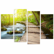 Sunshine in Forest Wall Art/4 Pieces Canvas Prints for Home Decor/Dreamlike Water Wall Pictures